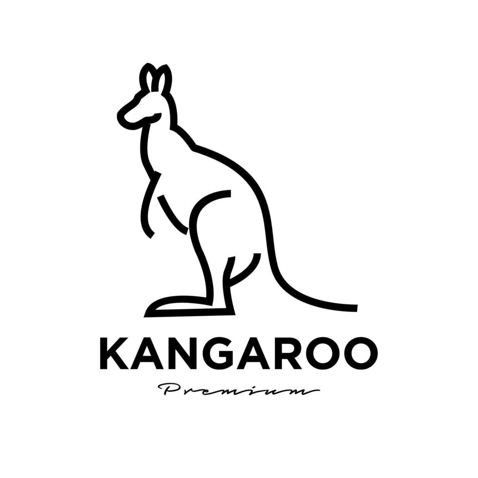 känguru wallaby linje logotyp vektor ikon premium illustration