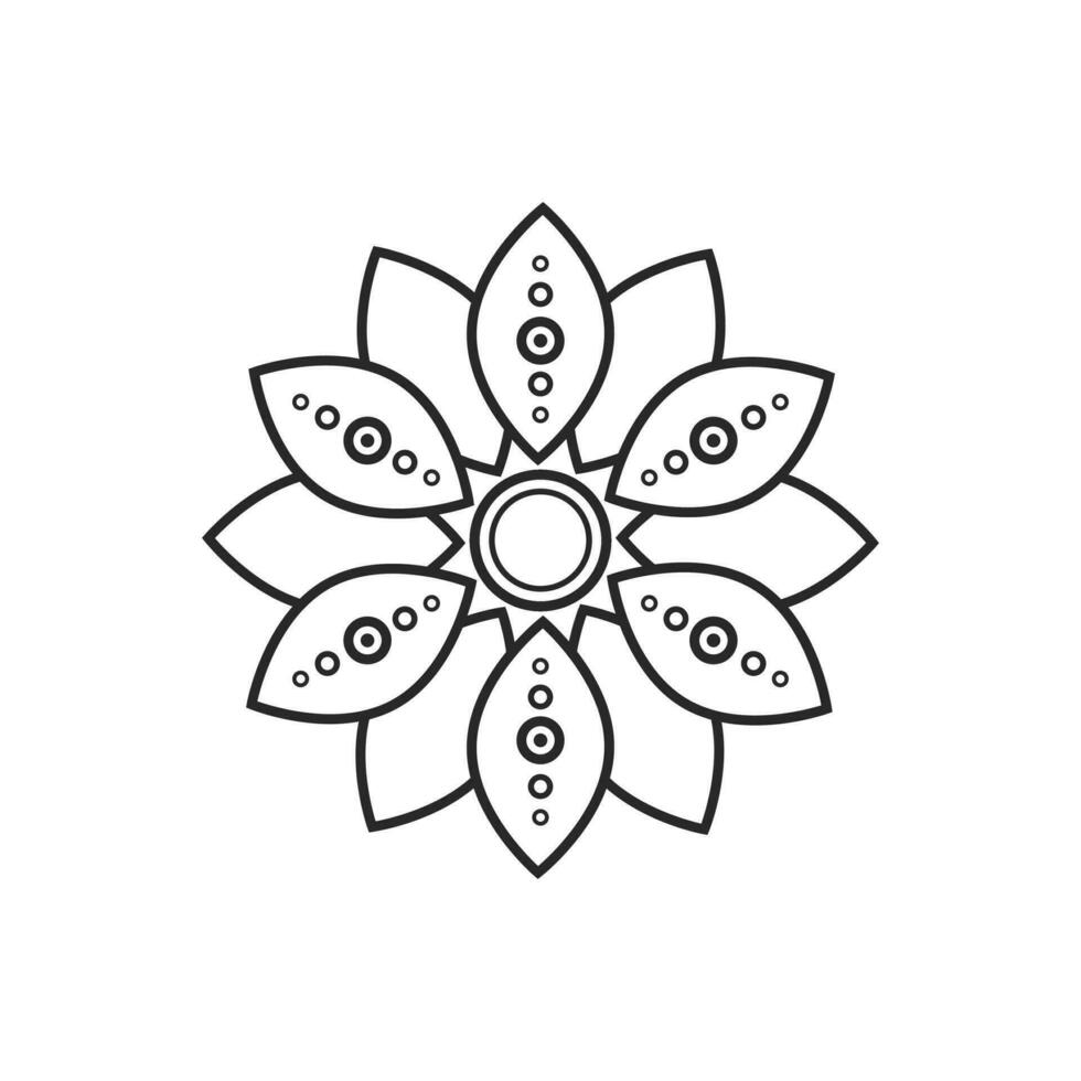 grafisk blomma av runda form i linje konst stil. isolerat vektor blommig element. grafisk symbol logotyp eller tatuering