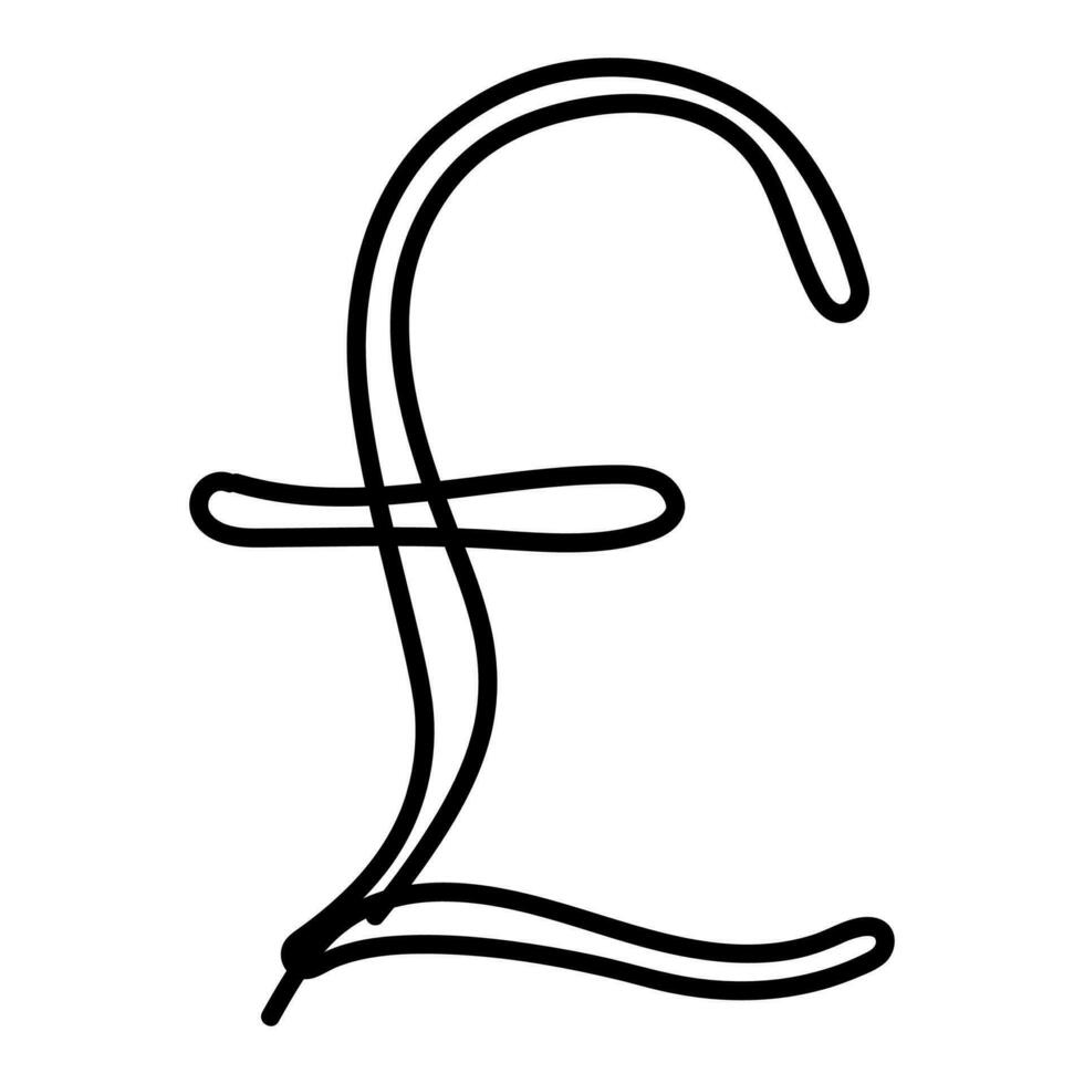 kontinuerlig linje teckning av sterling- pund symbol. linje konst av sterling- pund mynt tecken. vektor