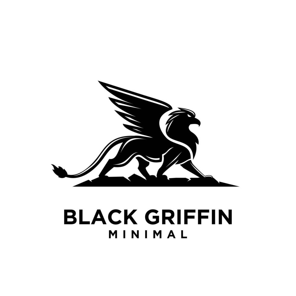 Premium schwarz Minimal Griffin Fabelwesen Emblem Maskottchen Vektor Design Logo