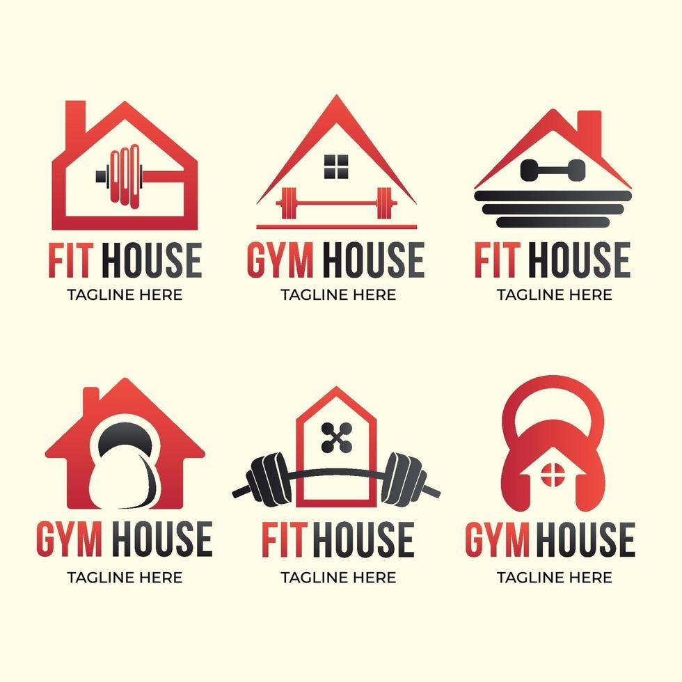 Heim-Fitnessstudio-Logo-Set vektor