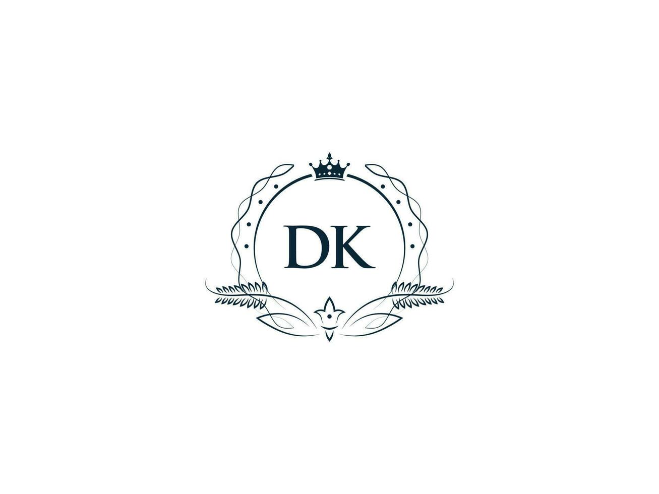 första dk feminin logotyp, kreativ lyx krona dk kd brev logotyp ikon vektor