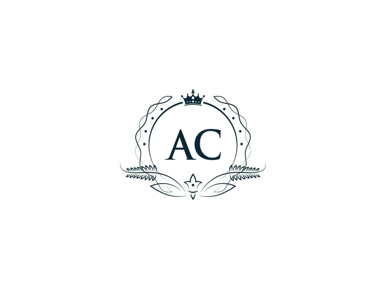 typografisk ac feminin krona logotyp, unik ac ca cirkel brev logotyp design vektor