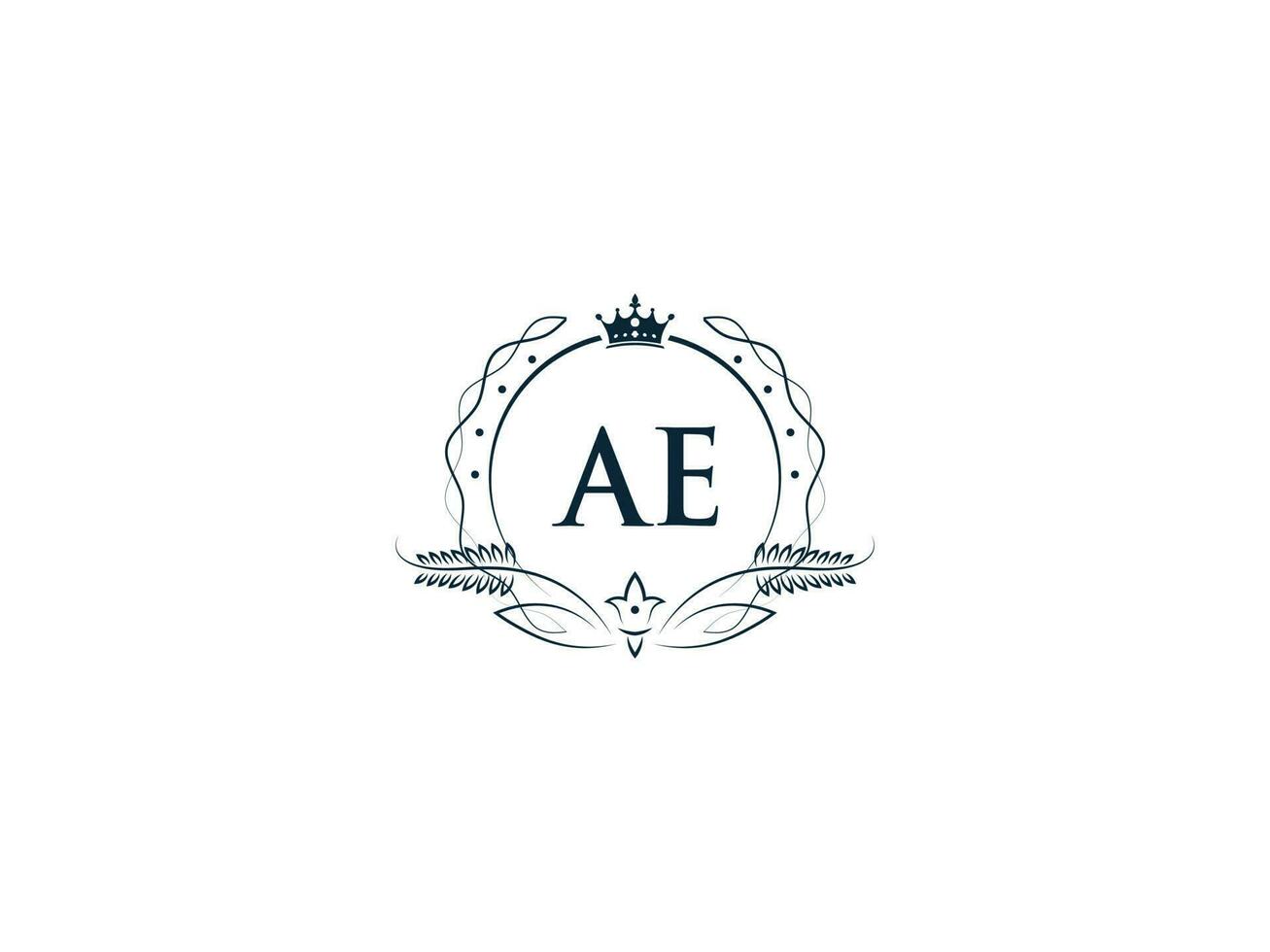 typografisch ae feminin Krone Logo, einzigartig ae ea Kreis Brief Logo Design vektor