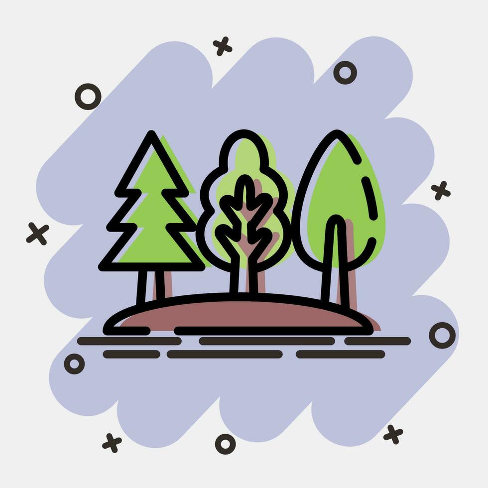 Symbol Wald. Camping und Abenteuer Elemente. Symbole im Comic Stil. gut zum Drucke, Poster, Logo, Werbung, Infografiken, usw. vektor