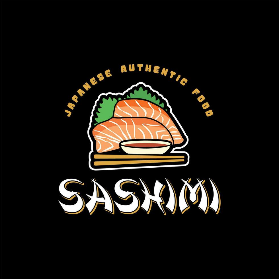 authentisch japanisch Essen Logo, Sashimi Illustration eben Design Inspiration vektor