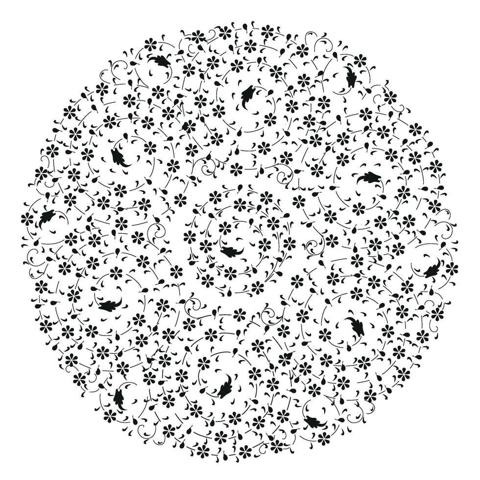 svarta mönster samlade i en cirkel på en vit bakgrund - vektor