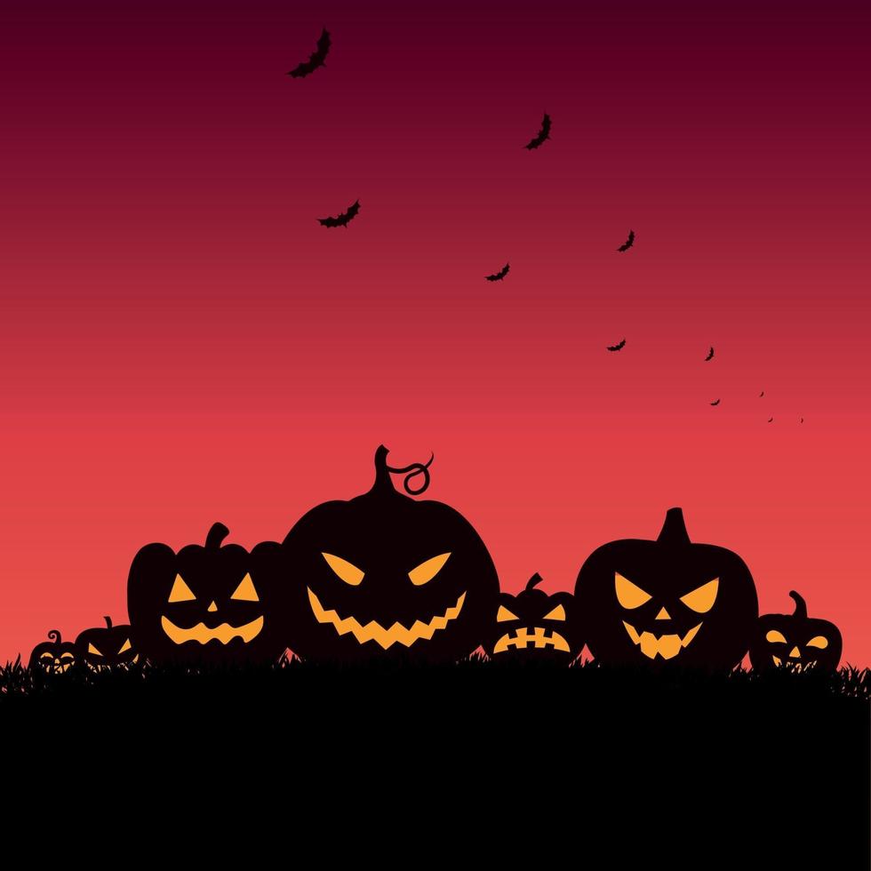 Feiertagskürbisse zu Ehren von Halloween vor dem Hintergrund des Nachthimmels vektor