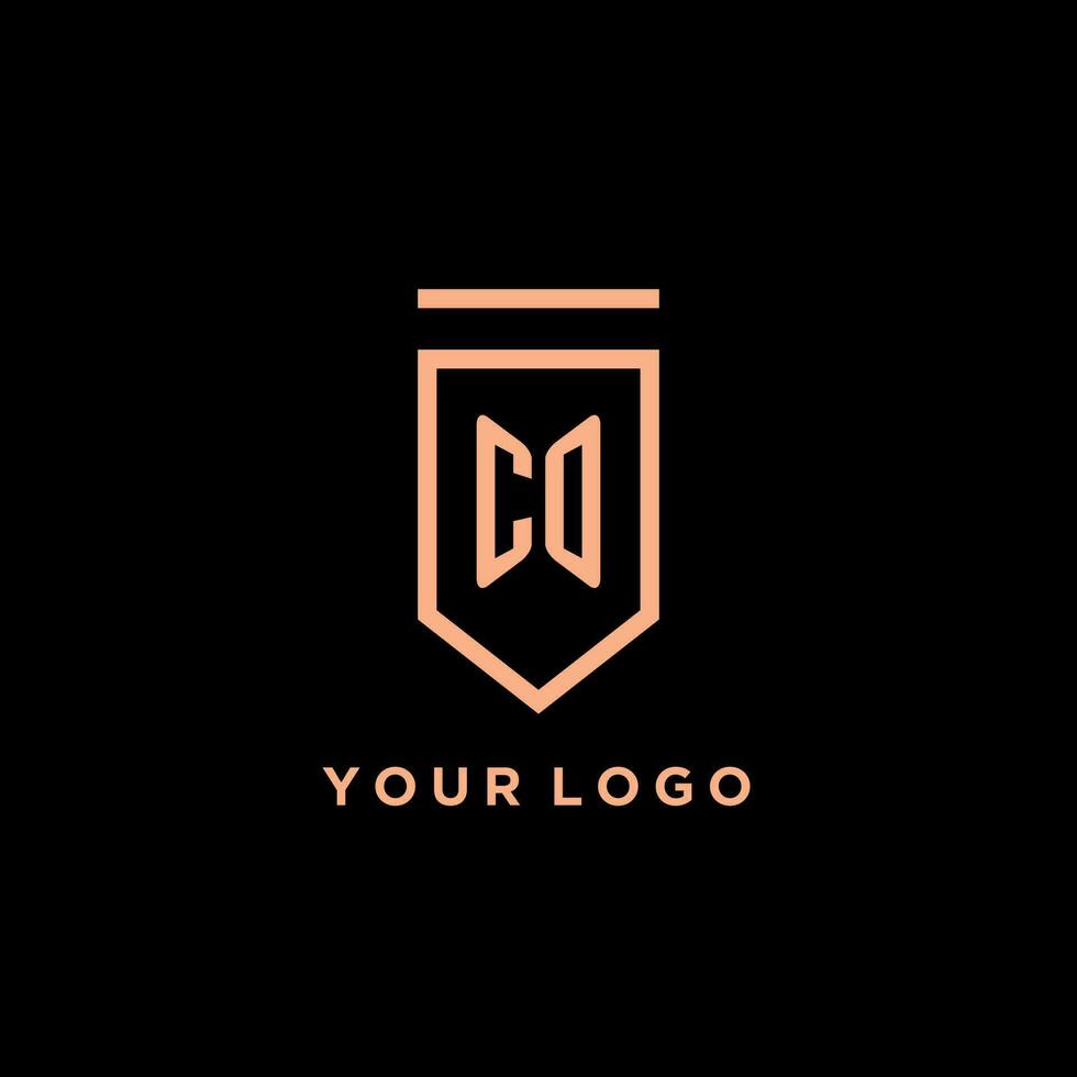 co monogram första med skydda logotyp design ikon vektor