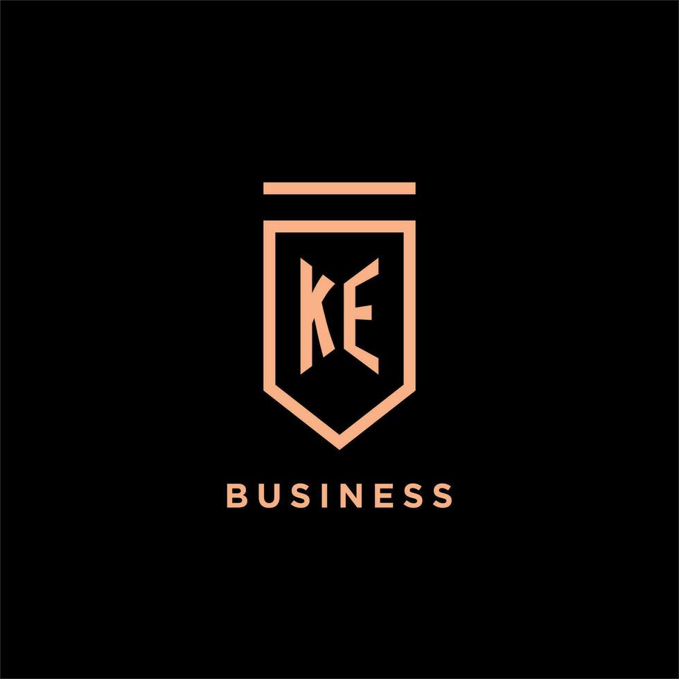 ke Monogramm Initiale mit Schild Logo Design Symbol vektor