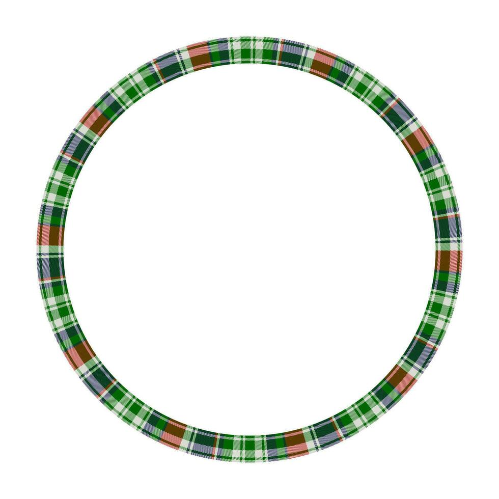 Design-Vorlage für runde Rahmenvektor-Vintage-Muster. kreisrand entwirft karierte stoffstruktur. schottischer Tartan-Hintergrund für Collagenkunst, GIF-Karte, Kunsthandwerk. vektor