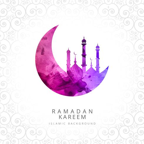 Ramadan Kareem elegante Karte mit dekorativem Hintergrund der Moschee vektor