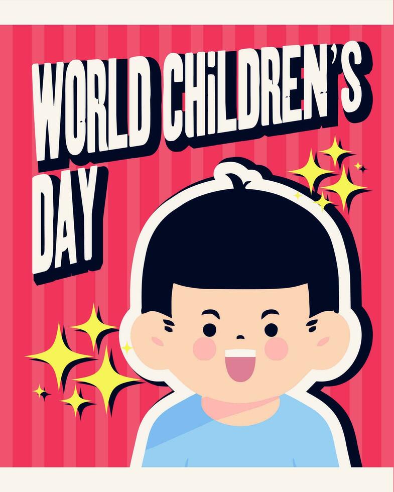 Vektor Kinder- Tag Hintergrund mit Junge Charakter zum Banner Plakate Gruß Karten