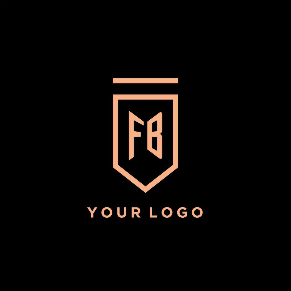 fb Monogramm Initiale mit Schild Logo Design Symbol vektor