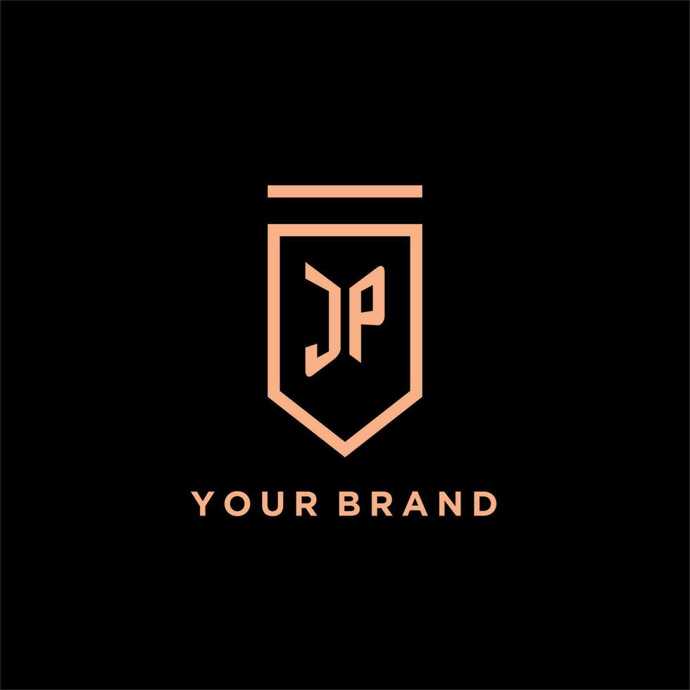 jp Monogramm Initiale mit Schild Logo Design Symbol vektor