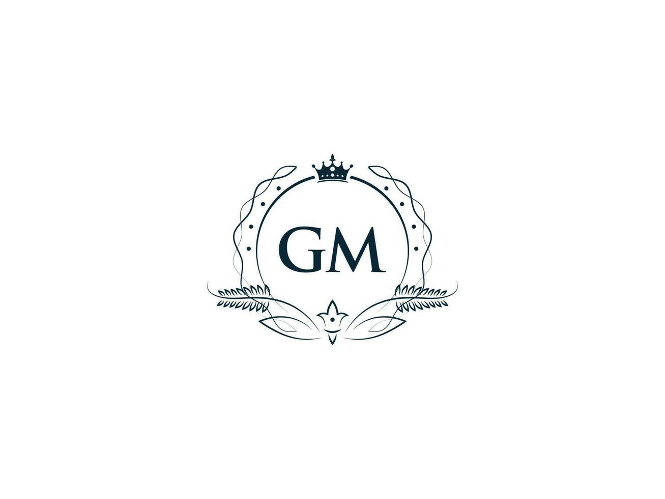 minimal brev gm logotyp krona ikon, premie lyx gm mg feminin brev logotyp ikon vektor