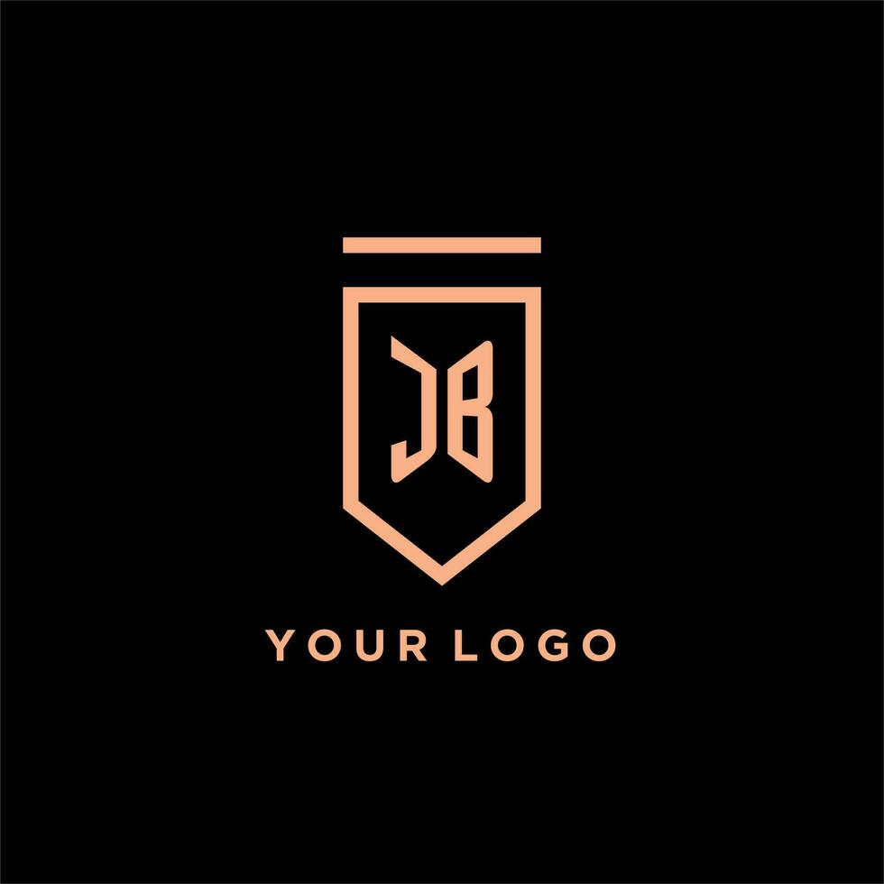 jb Monogramm Initiale mit Schild Logo Design Symbol vektor