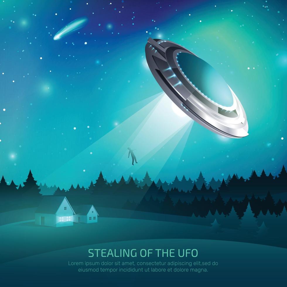 alien rymdskepp kidnappning affisch vektorillustration vektor