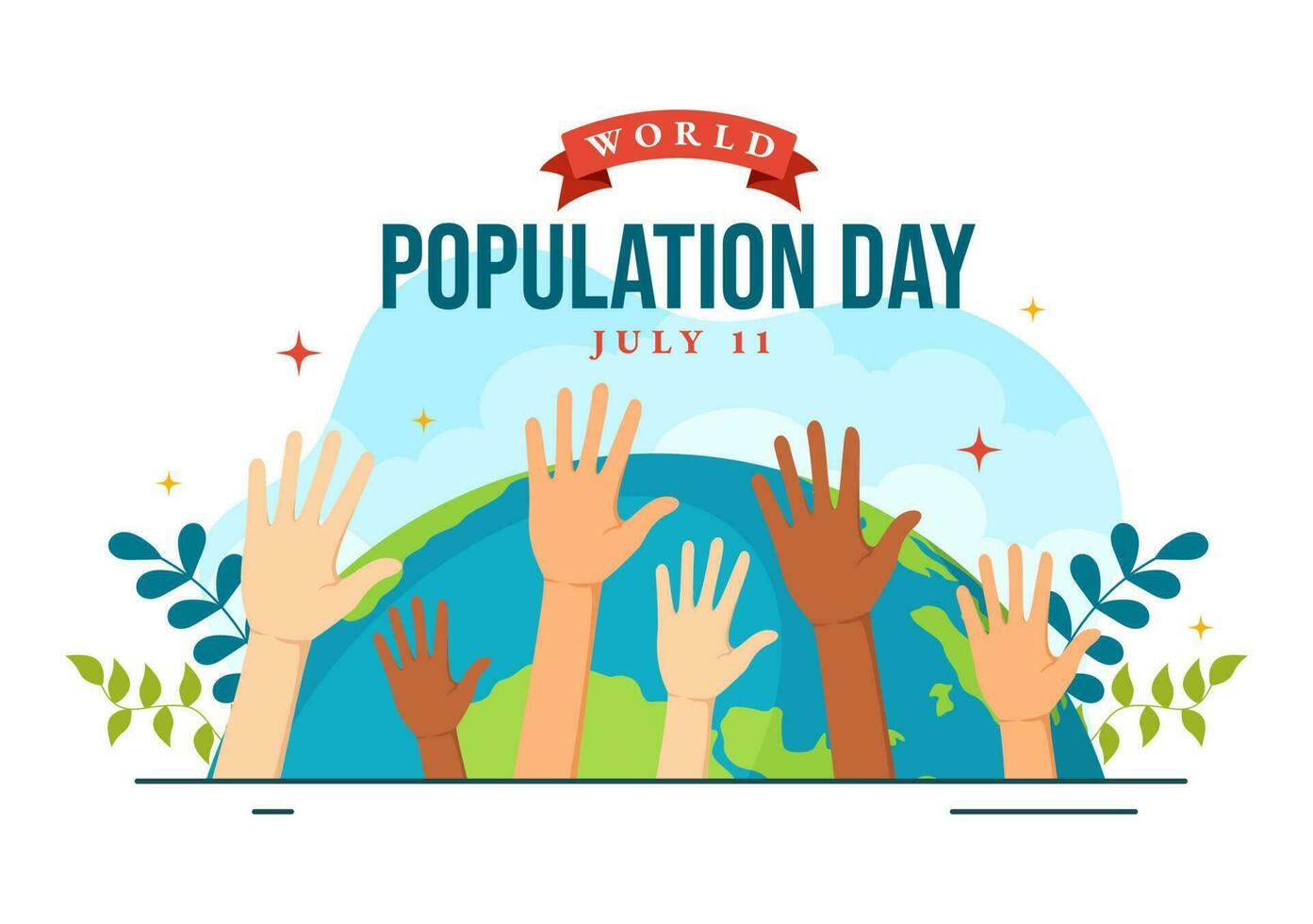 värld befolkning dag vektor illustration på 11th juli till höja medvetenhet av global befolkningar problem i platt tecknad serie hand dragen mallar