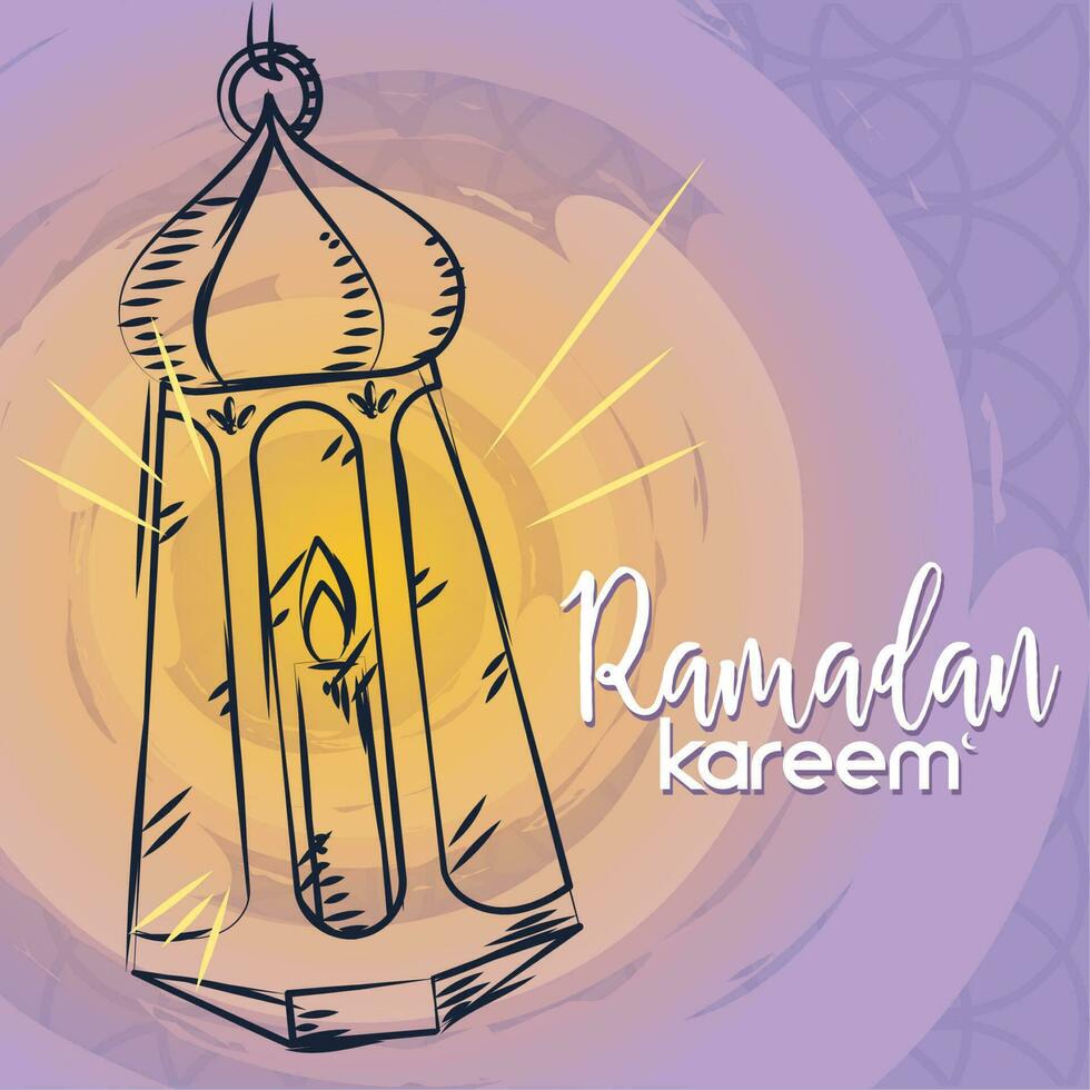 skizzieren von ein arabisch Lampe farbig Ramadan kareem Vektor Illustration