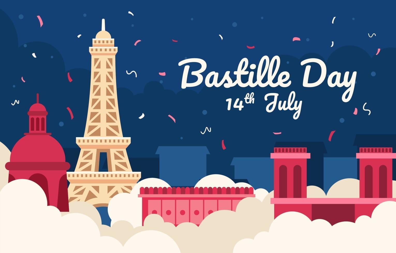 Bastille Tag mit Eiffel vektor