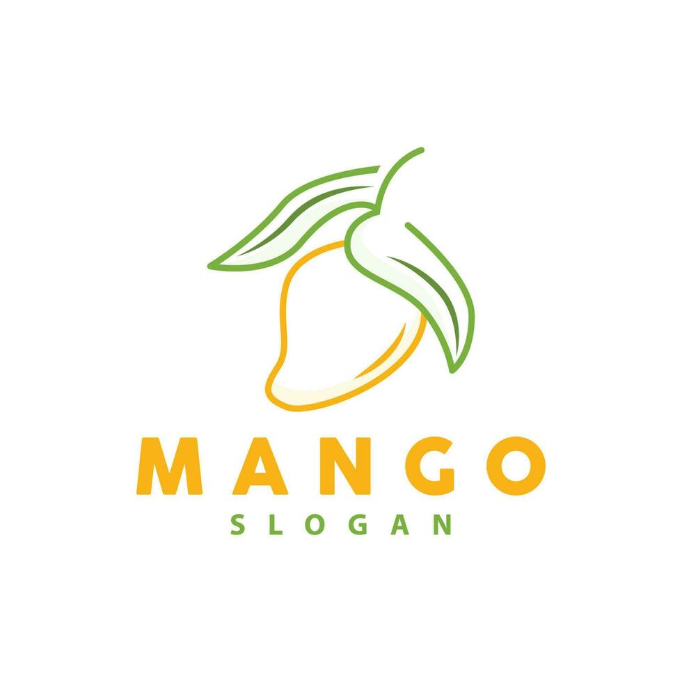 mango logotyp, frukt design enkel minimalistisk stil, frukt juice vektor, ikon symbol illustration vektor