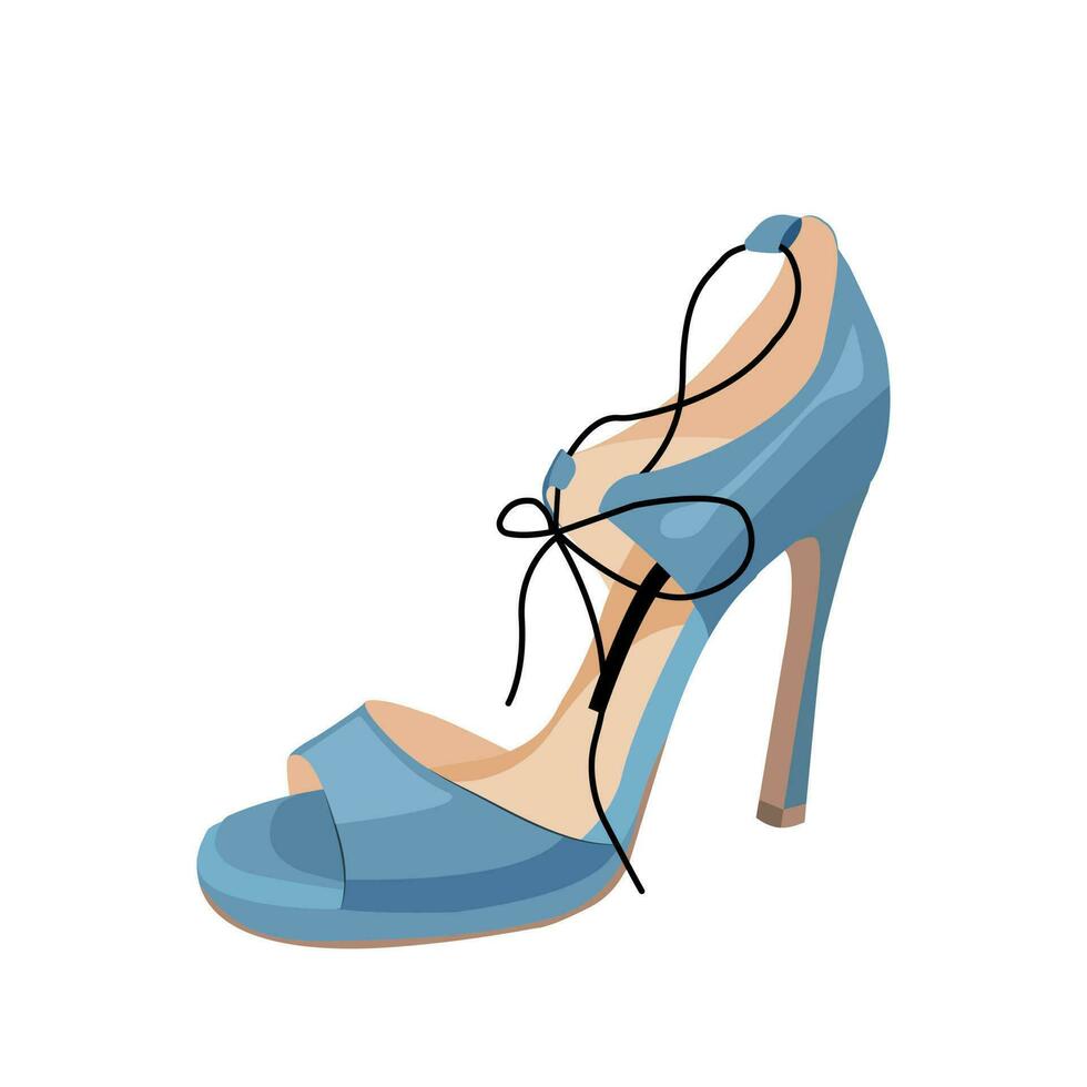 kvinnor s hög häl sommar blå sko isolerat på vit bakgrund. vektor stil illustration för affischer, dekoration och skriva ut