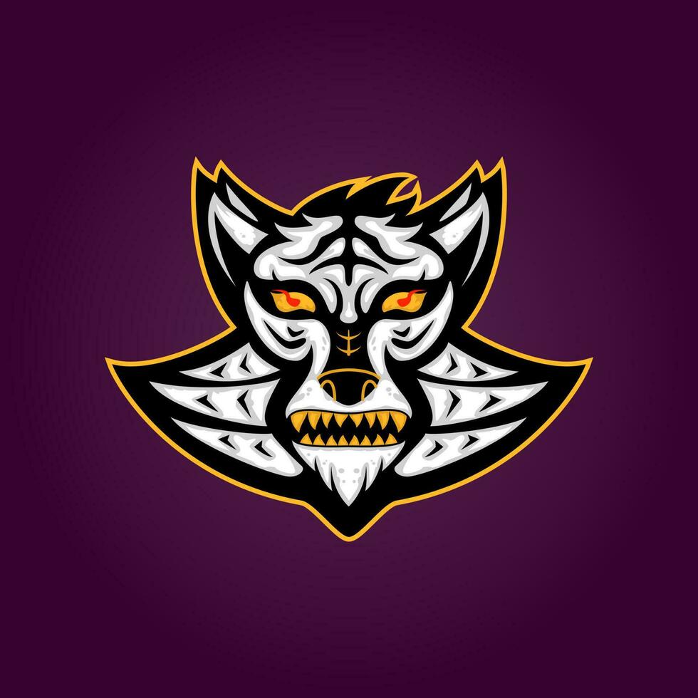 vit tiger maskot illustration för gaming logotyp. modern design. lämplig för e sport logotyp, emblem, eller t skjorta design vektor