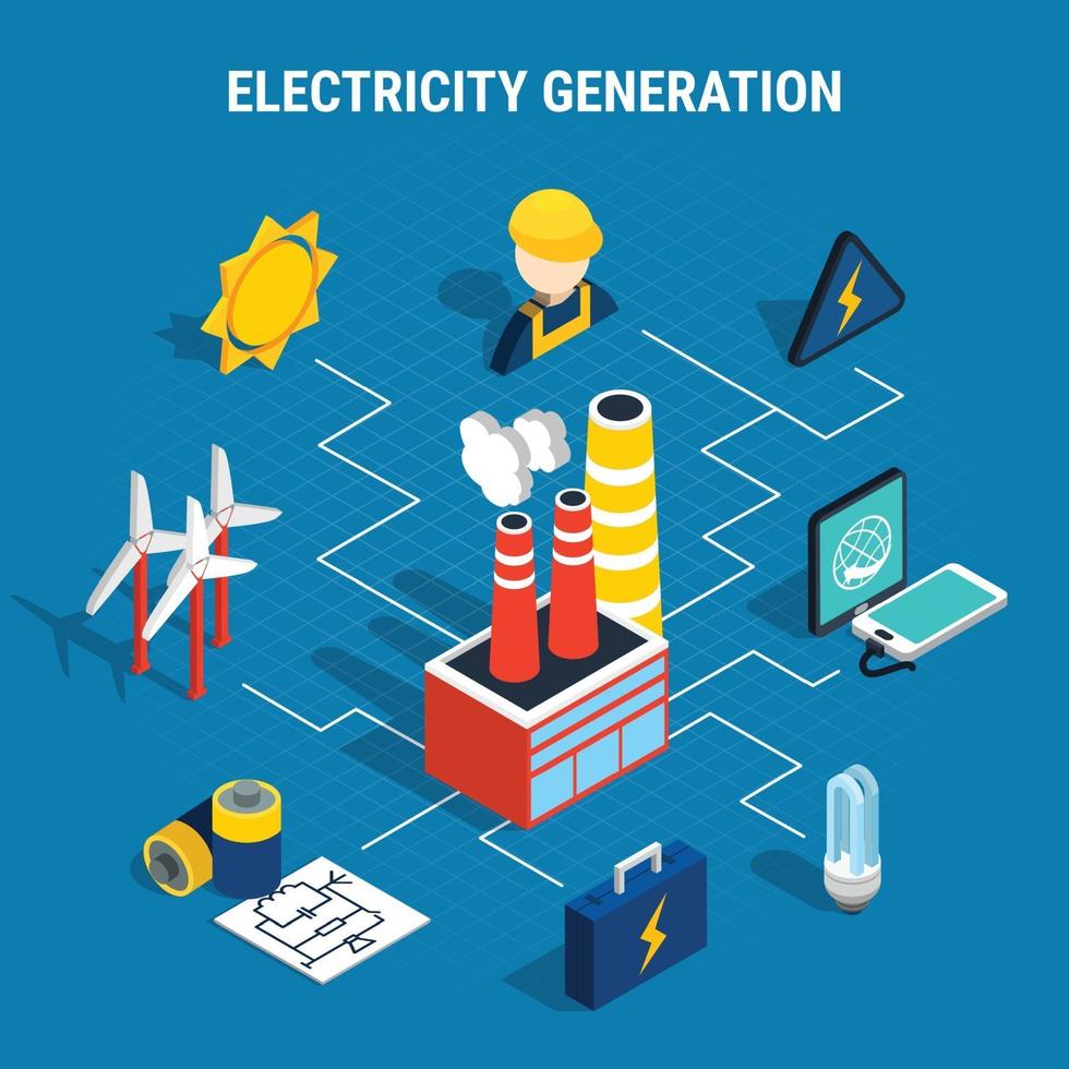 isometrische Elektrizitätszusammensetzungsvektorillustration vektor