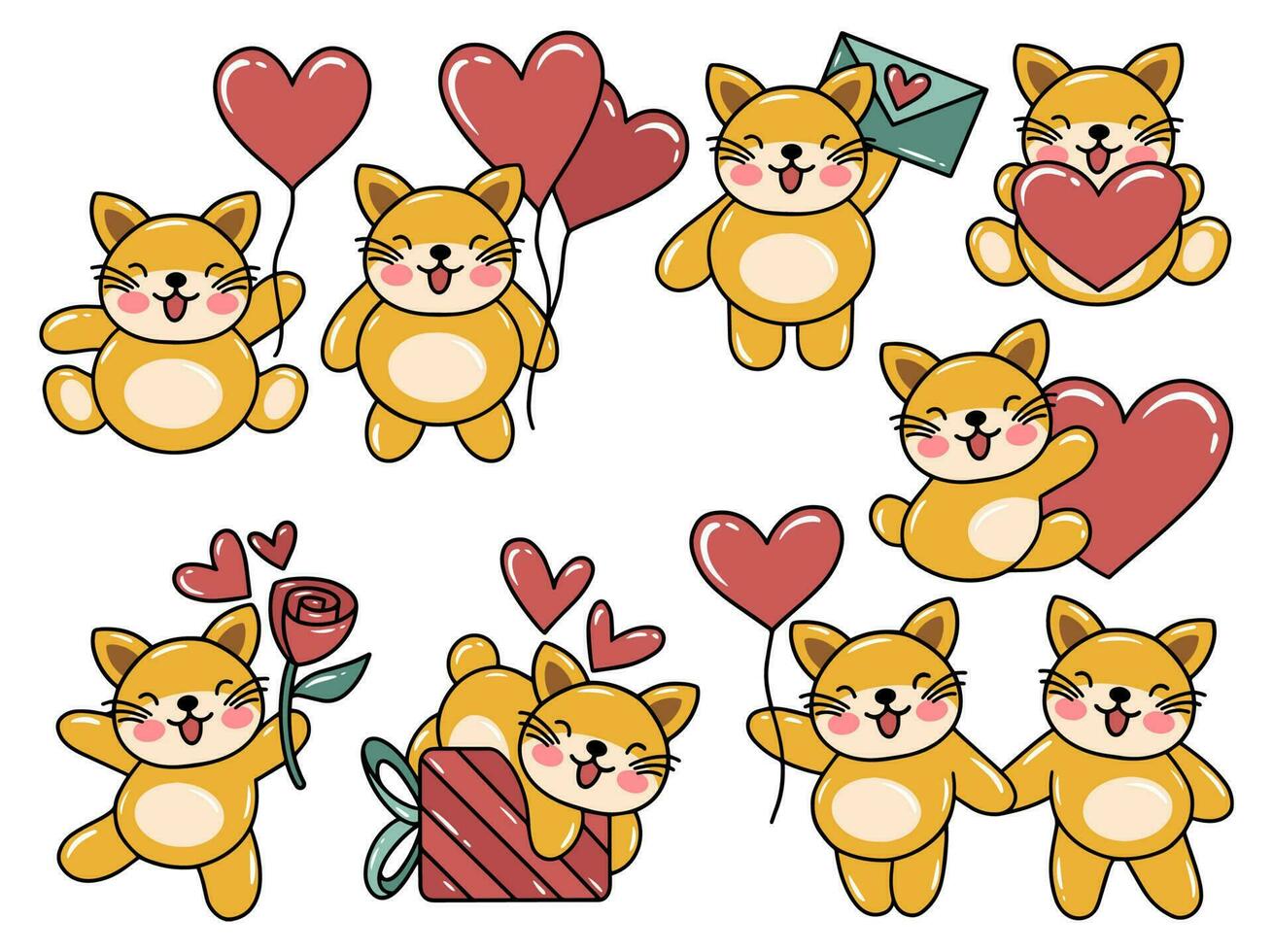 katt tecknad serie för valentines dag vektor