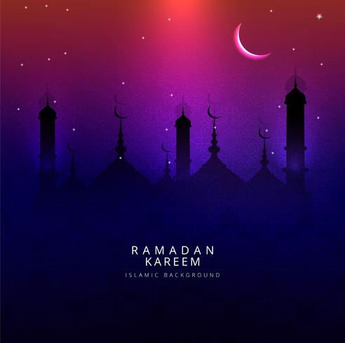 Ramadan Kareem hälsning med moské färgglad bakgrund vektor