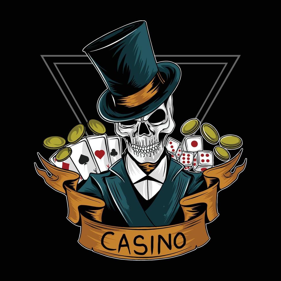 Royal Casino Spieler Schädel Vektor bearbeitbare Schichten