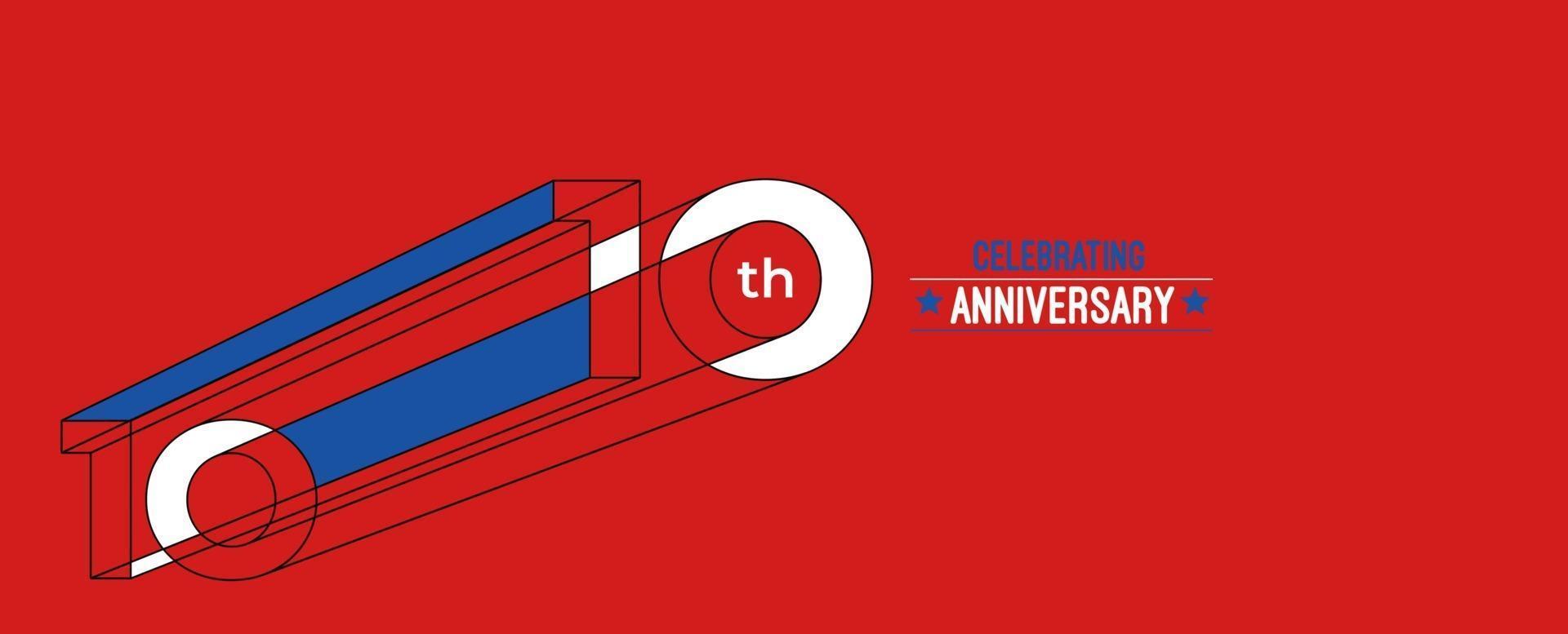 10-årsjubileum firande design. 3D färg linje konst rgb vektorillustration. vektor