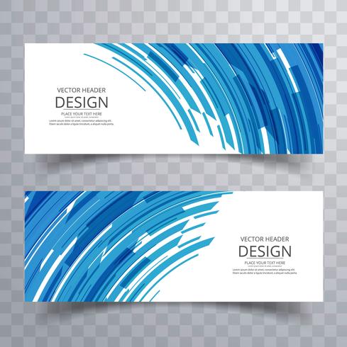 Abstrakt kreativ blå linjer banners set design vektor