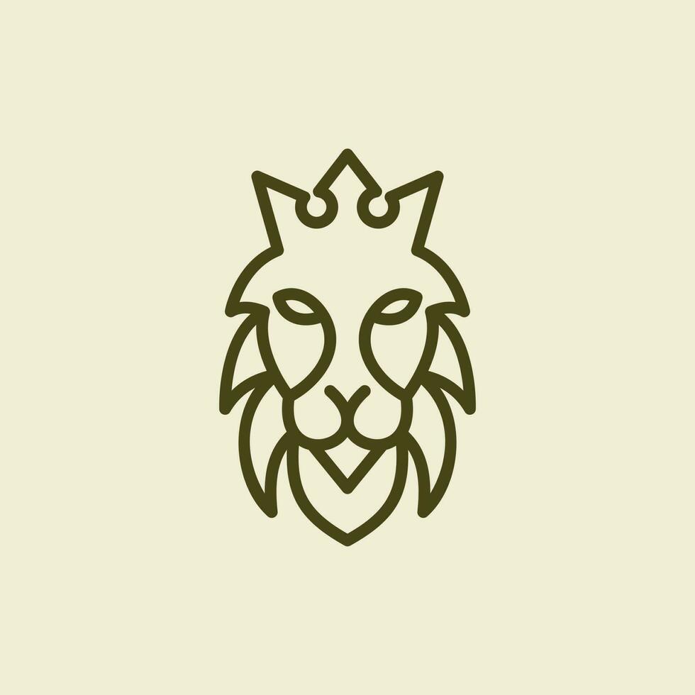 lejon kung huvud linje kreativ logotyp vektor