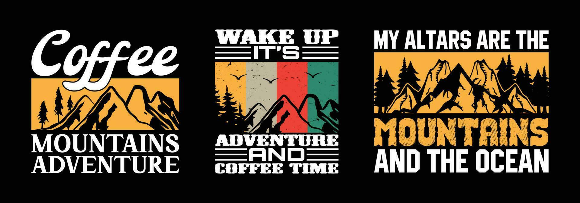 Berg t Hemd Design bündeln, Zitate Über reisen, Abenteuer t Shirt, wandern, Camping Jahrgang t Hemd Design Sammlung vektor