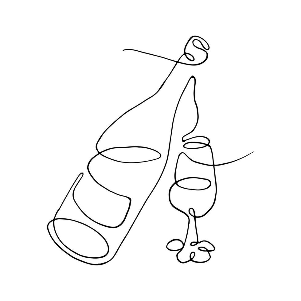 dünn Linie Flasche. Glas. modern einfach lineart Grafik Kunst Design isoliert. Illustration. Vektor