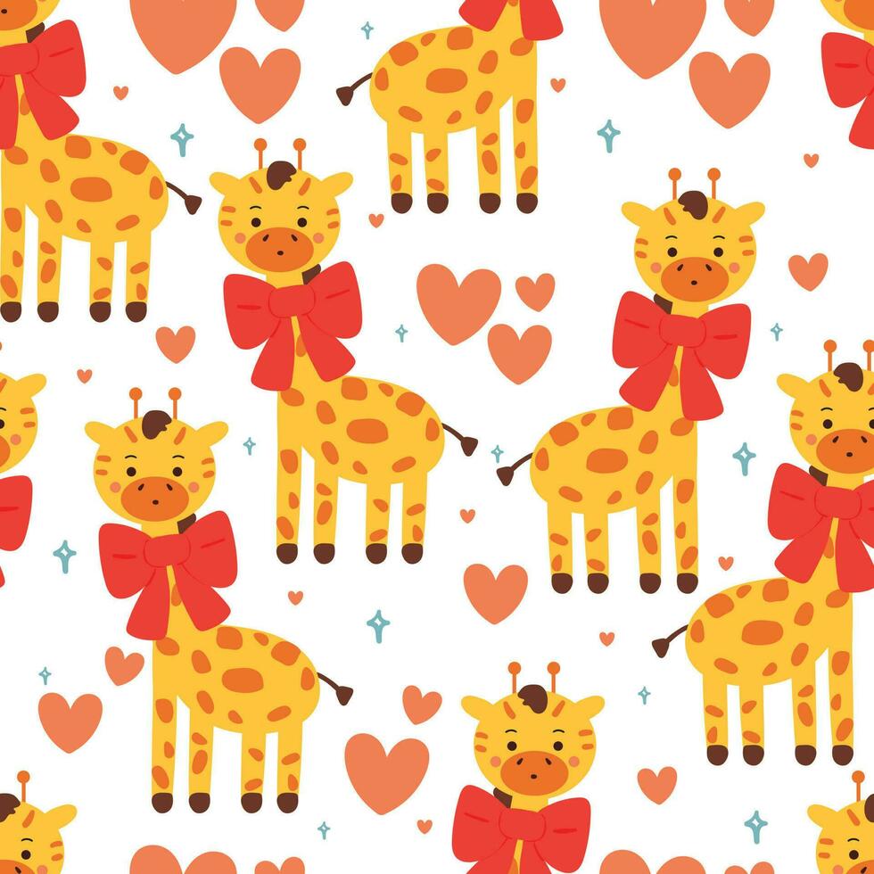 nahtlos Muster Karikatur Giraffe. süß Tier Hintergrund zum Textil, Geschenk wickeln Papier vektor