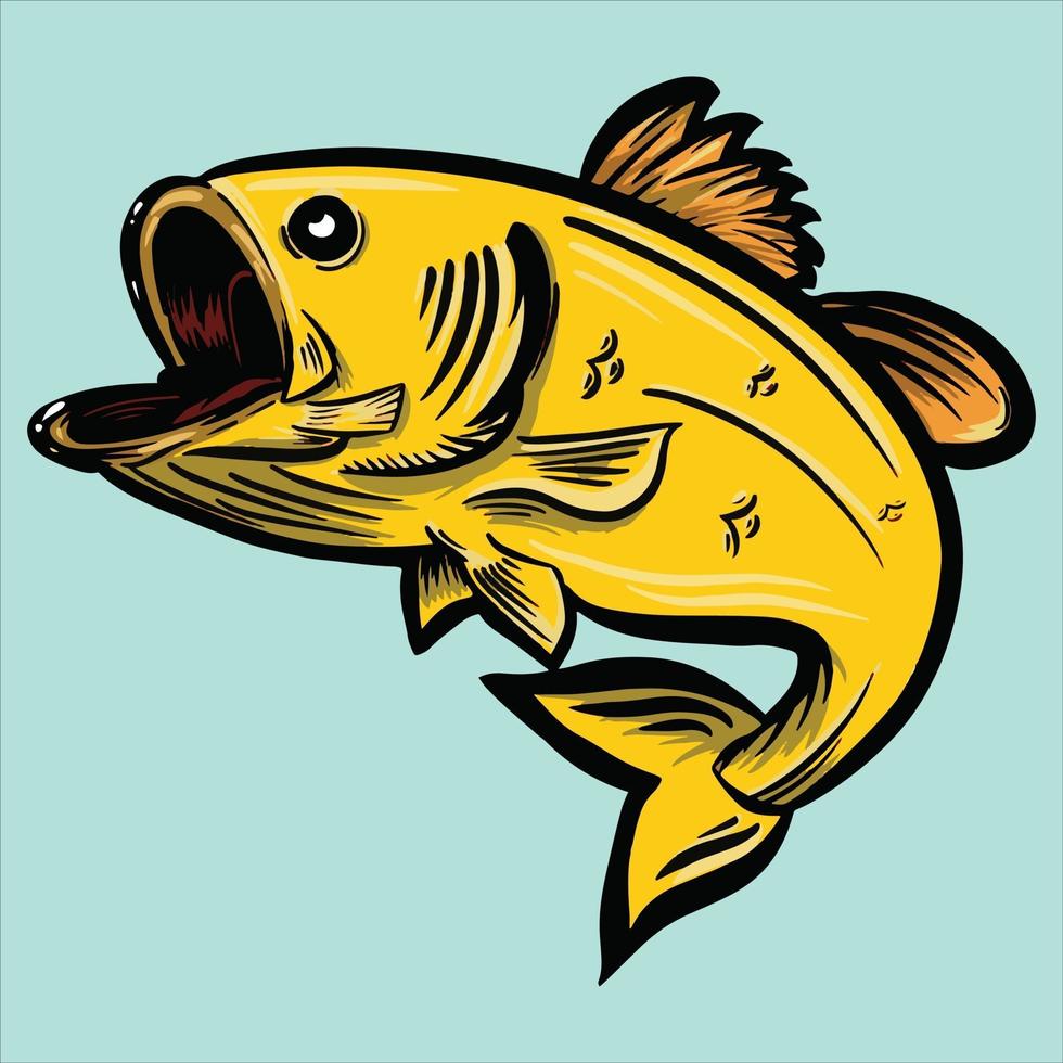 gelber Fisch, der Vektorillustration springt vektor