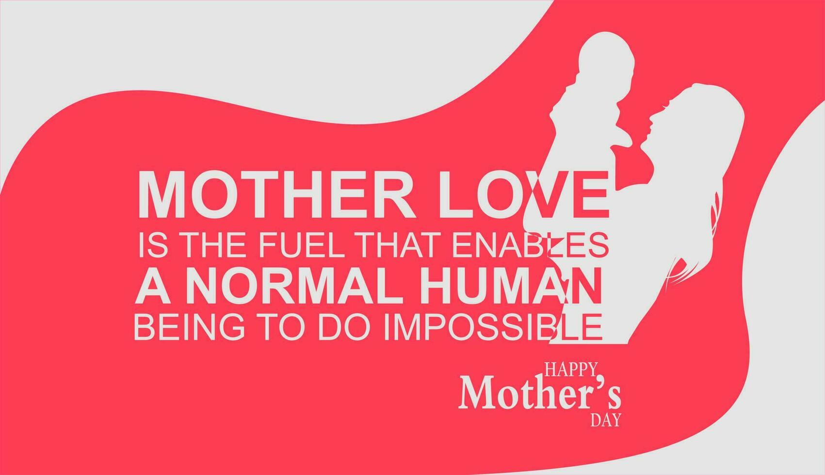 Geschenk Karte, glücklich Mutter Tag Gruß mit Silhouette von Mutter halten, Umarmung Kind mit Zitat Flyer, Banner oder Poster Design vektor