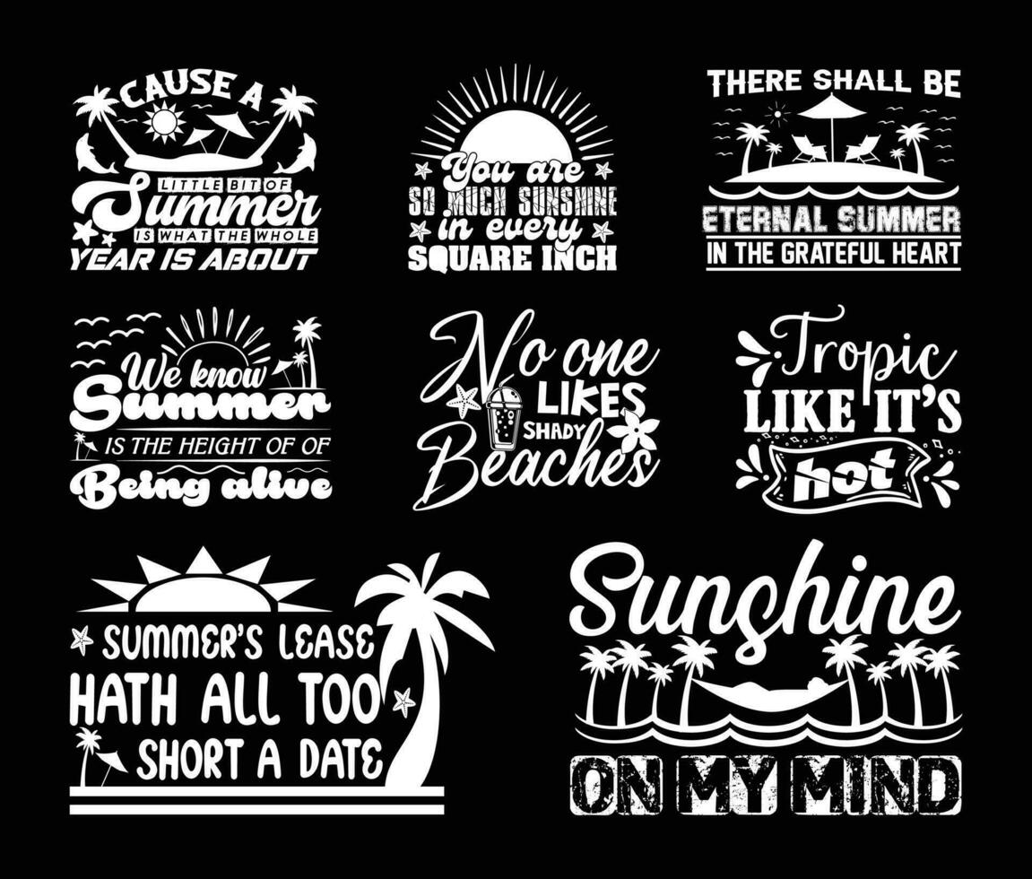 Sommer- t Hemd Design bündeln, Zitate Über Sommer, Strand t Shirt, Sommer- Typografie t Hemd Design Sammlung vektor