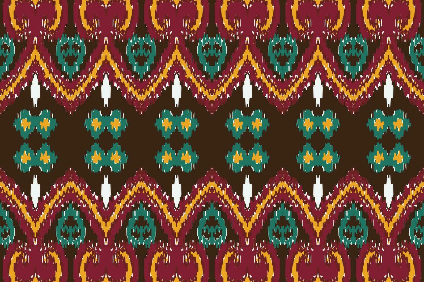 afrikanisch Ikat nahtlos Muster Stickerei Hintergrund. geometrisch ethnisch orientalisch Muster traditionell. Ikat aztekisch Stil abstrakt Vektor Illustration. Design zum drucken Textur, Stoff, Saree, Sari, Teppich.