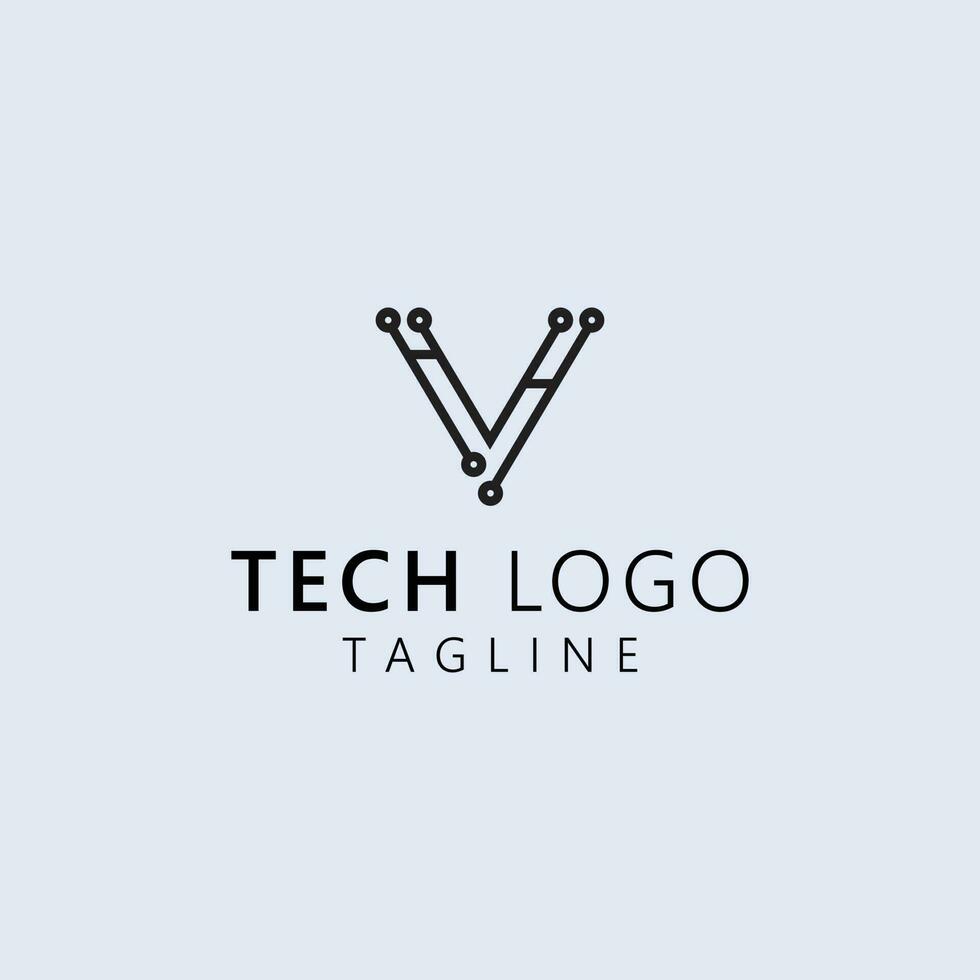 Brief v Technik Logo Design Lager Vektor Bild