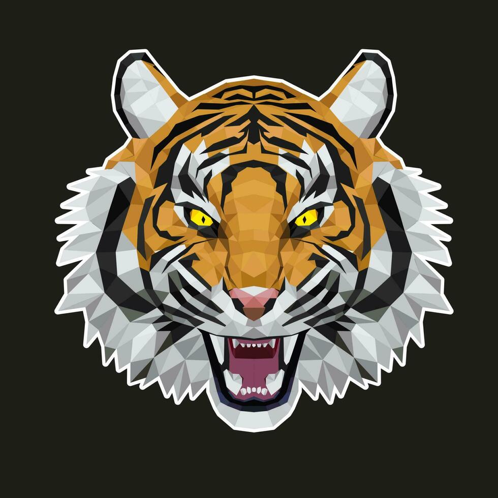 polygonal Tiger Kopf Vektor. vektor