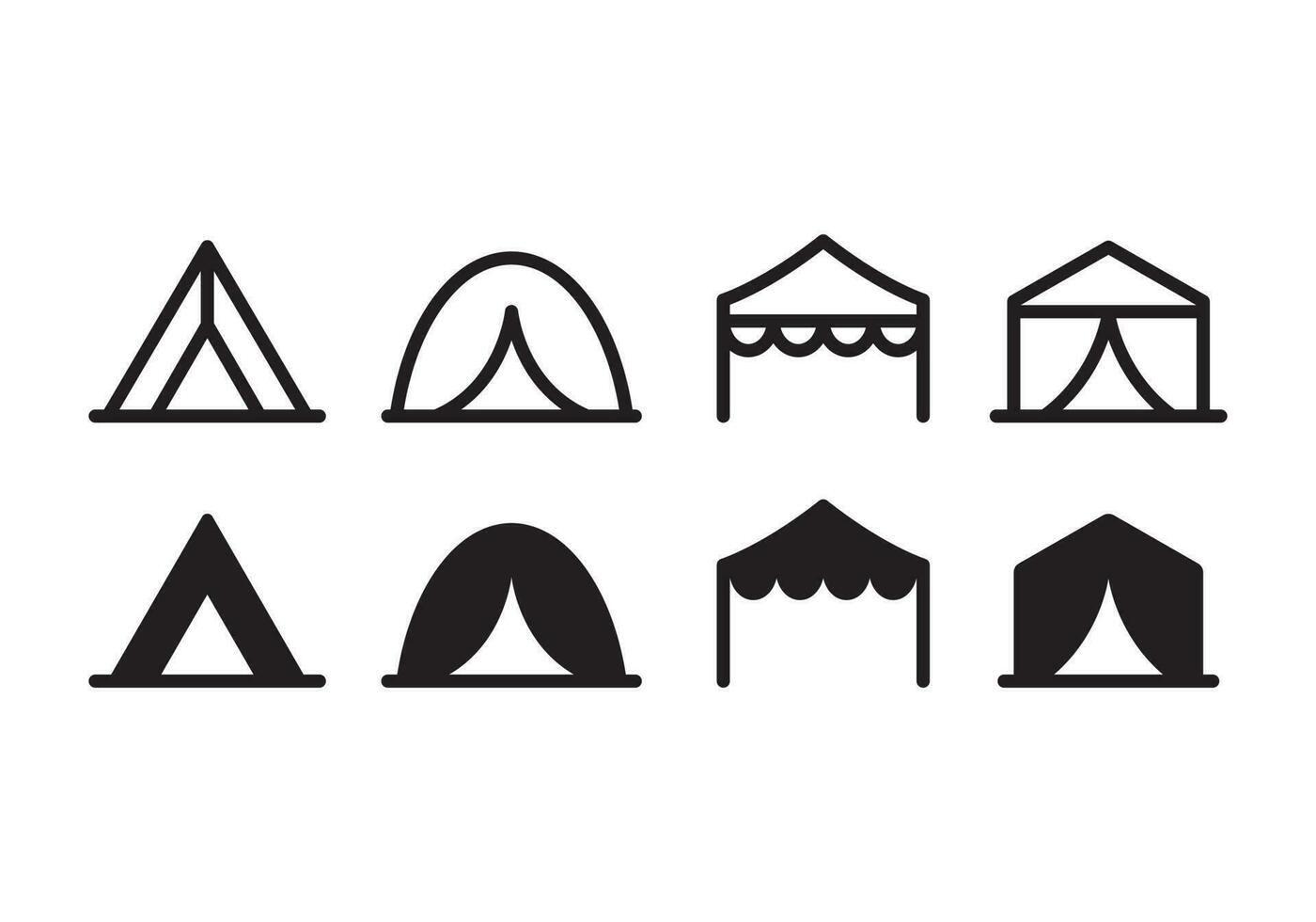 Zelt Symbol einfach Design, Vektor Camping Veranstaltung reisen, Gliederung und schwarz Silhouette.