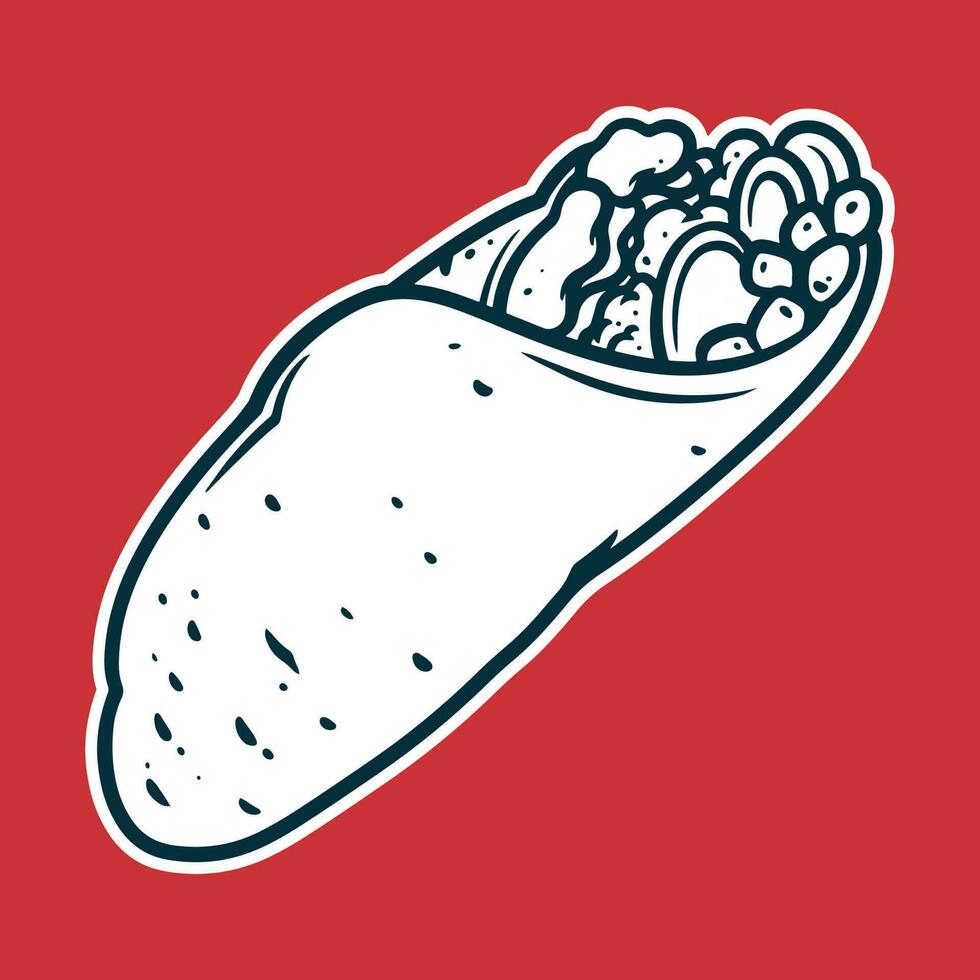 burrito - teckning vektor illustration, svart och vit färger