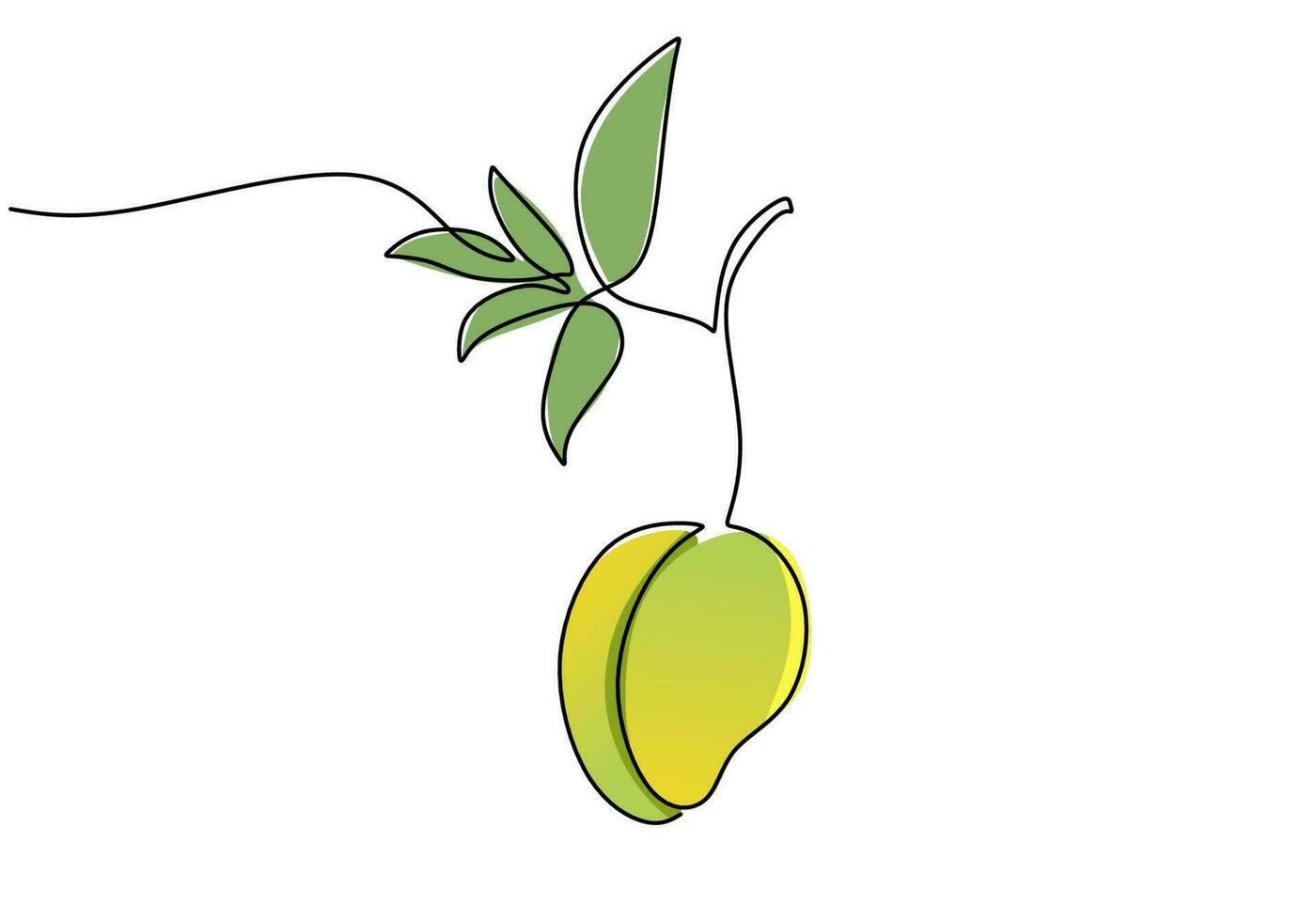 mango kontinuerlig ett linje teckning, frukt vektor illustration.