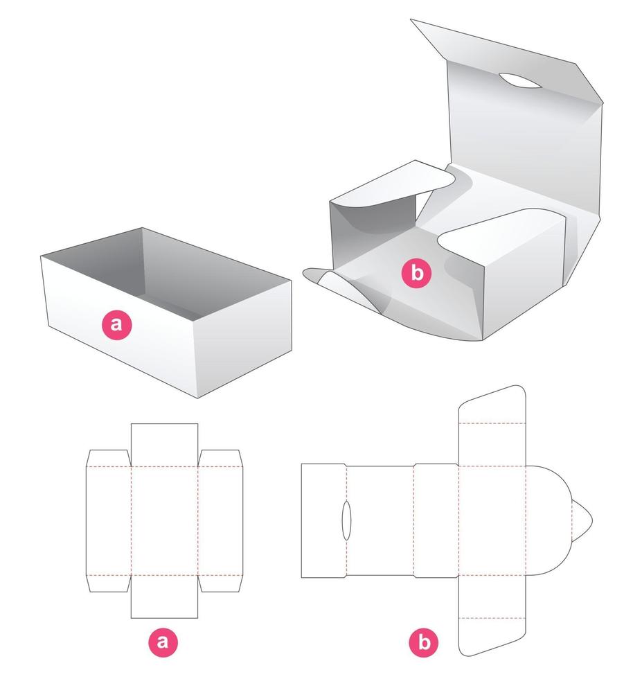 Kartonfach und umwickelte Abdeckung gestanzte Schablone vektor