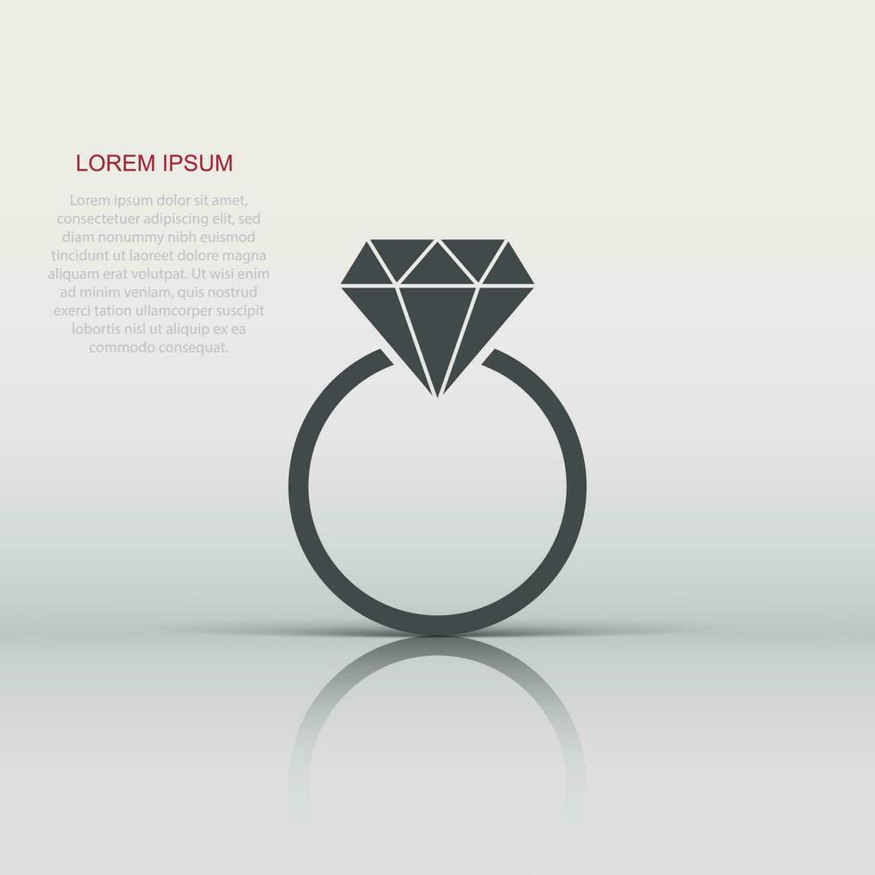 engagemang ringa med diamant vektor ikon i platt stil. bröllop smycke ringa illustration på vit isolerat bakgrund. roman relation begrepp.