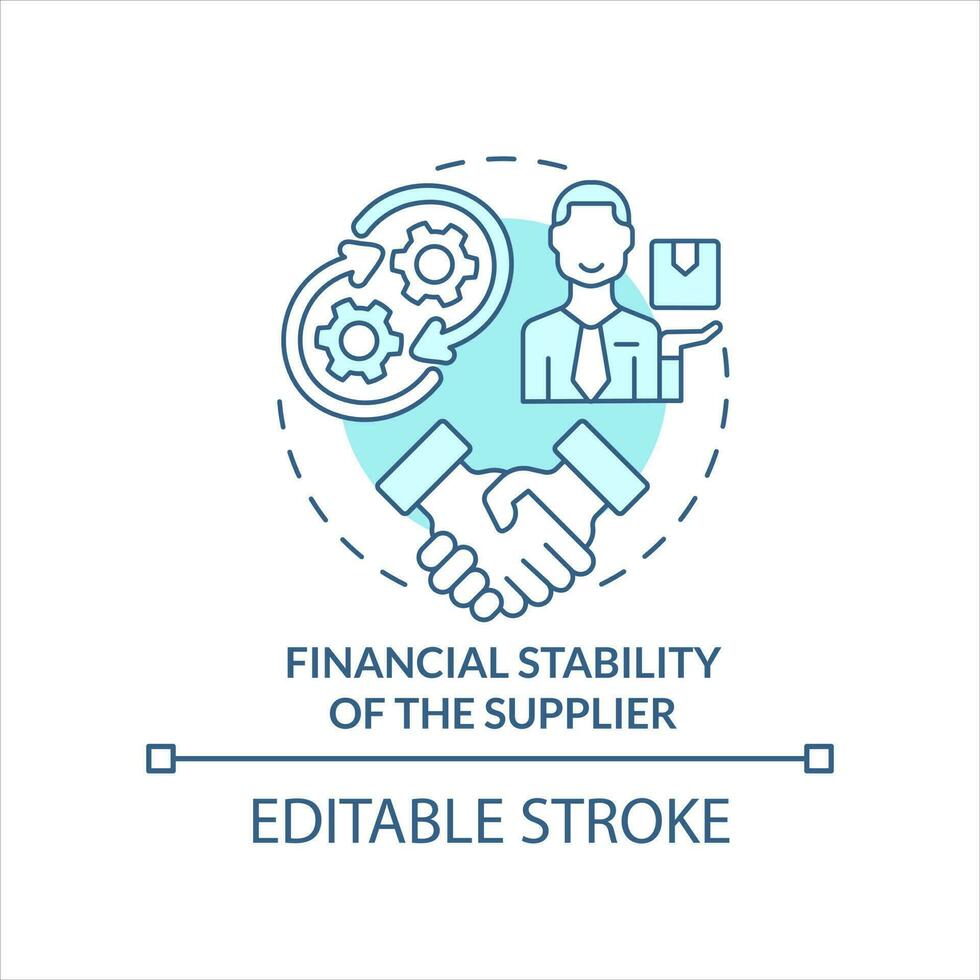 finansiell stabilitet av leverantör turkos begrepp ikon. säkra avtal abstrakt aning tunn linje illustration. isolerat översikt teckning. redigerbar stroke vektor